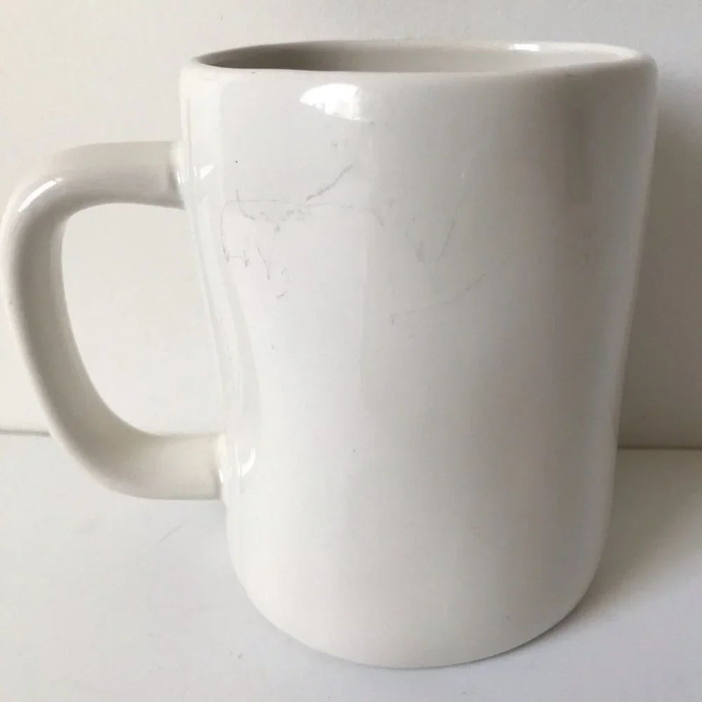 Rae Dunn Magenta‎ white GULP ceramic mug with handle coffee tea 16 oz